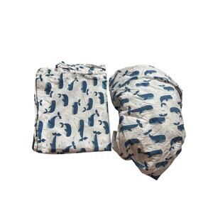 The Company Store Kids Whale School Cotton Percale Fitted/Flat Sheet Twin